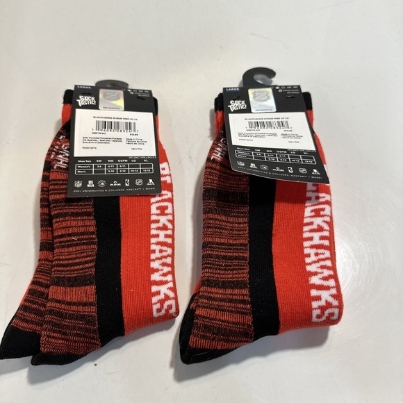 Chicago Blackhawks Red NHL Team Rise Up Socks Unisex Large 10-13 2 Packs Of 2 - Picture 2 of 8